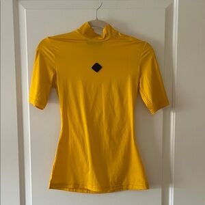 Women’s J Lindeberg Yellow Mock Neck Short Sleeve Top